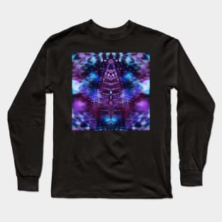 Luscious Blue and Purple Tie Dye Fractal Long Sleeve T-Shirt